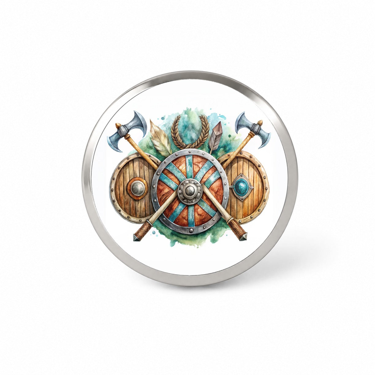 Viking Symbols Shields Axes Watercolor Novelty Hat Backpack Lapel Pin
