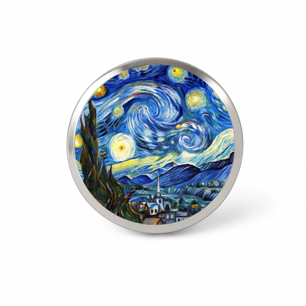 Watercolor Faux Van Gogh Starry Night Novelty Hat Backpack Lapel Pin