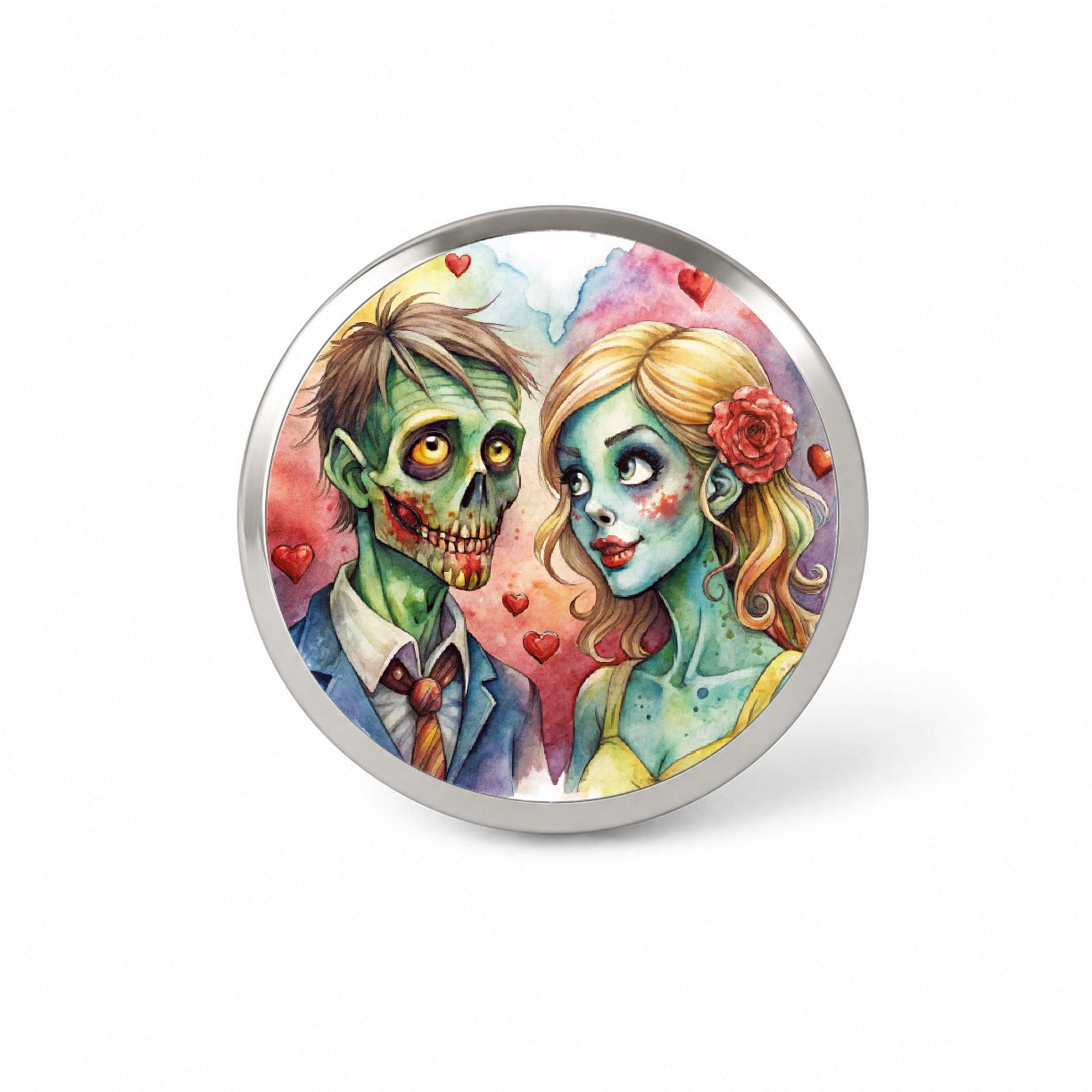 Zombies In Love Valentine's Day Halloween Novelty Hat Backpack Lapel Pin