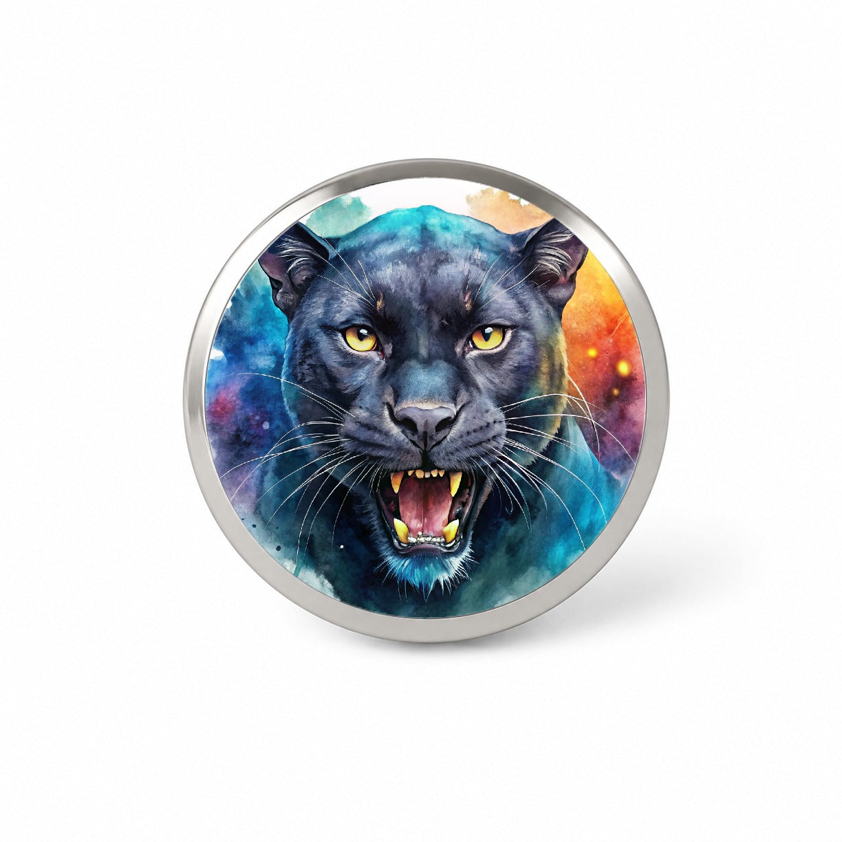 Angry Black Panther Watercolor Novelty Hat Backpack Lapel Pin