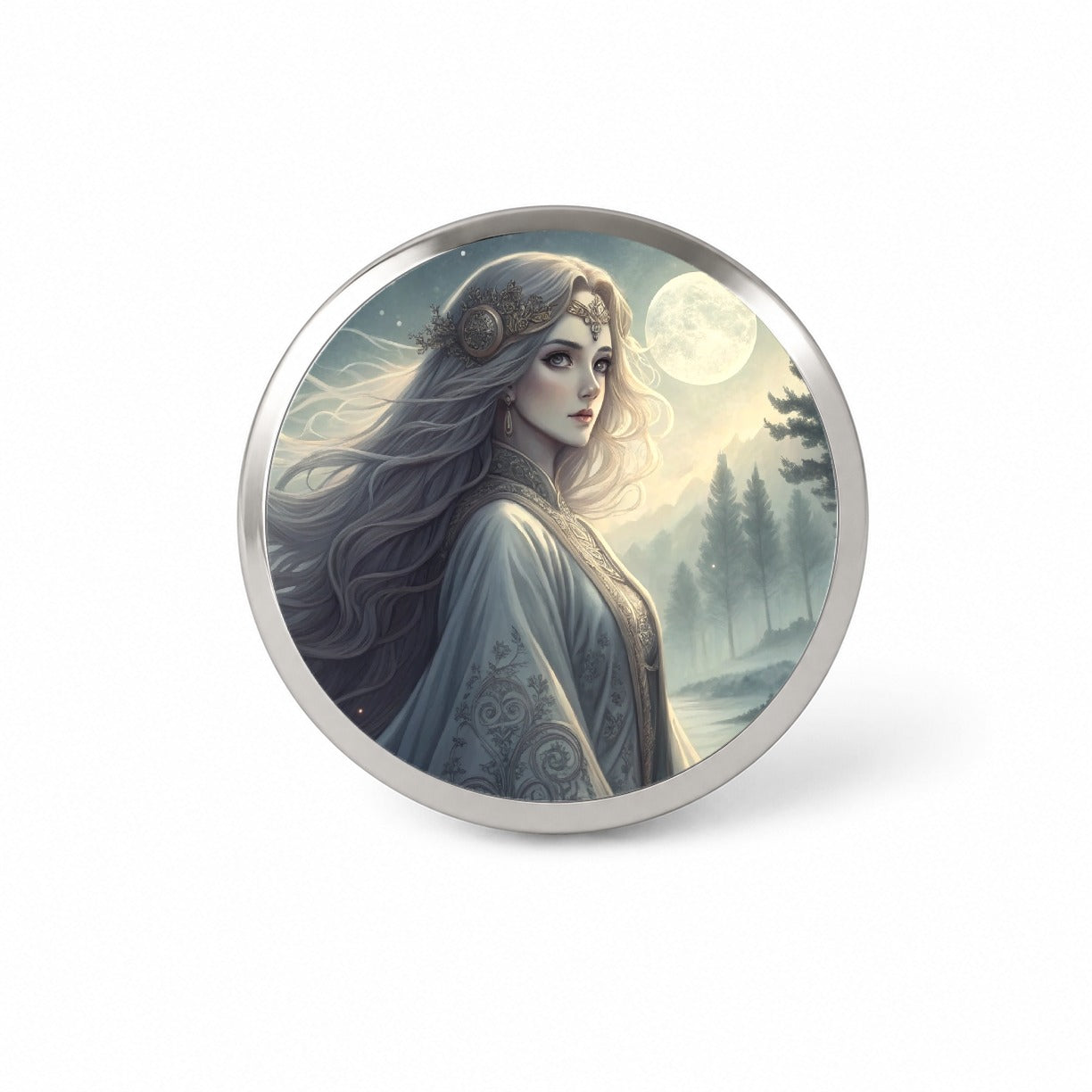 Anime Style Fantasy Princess Elf White Scene Novelty Hat Backpack Lapel Pin
