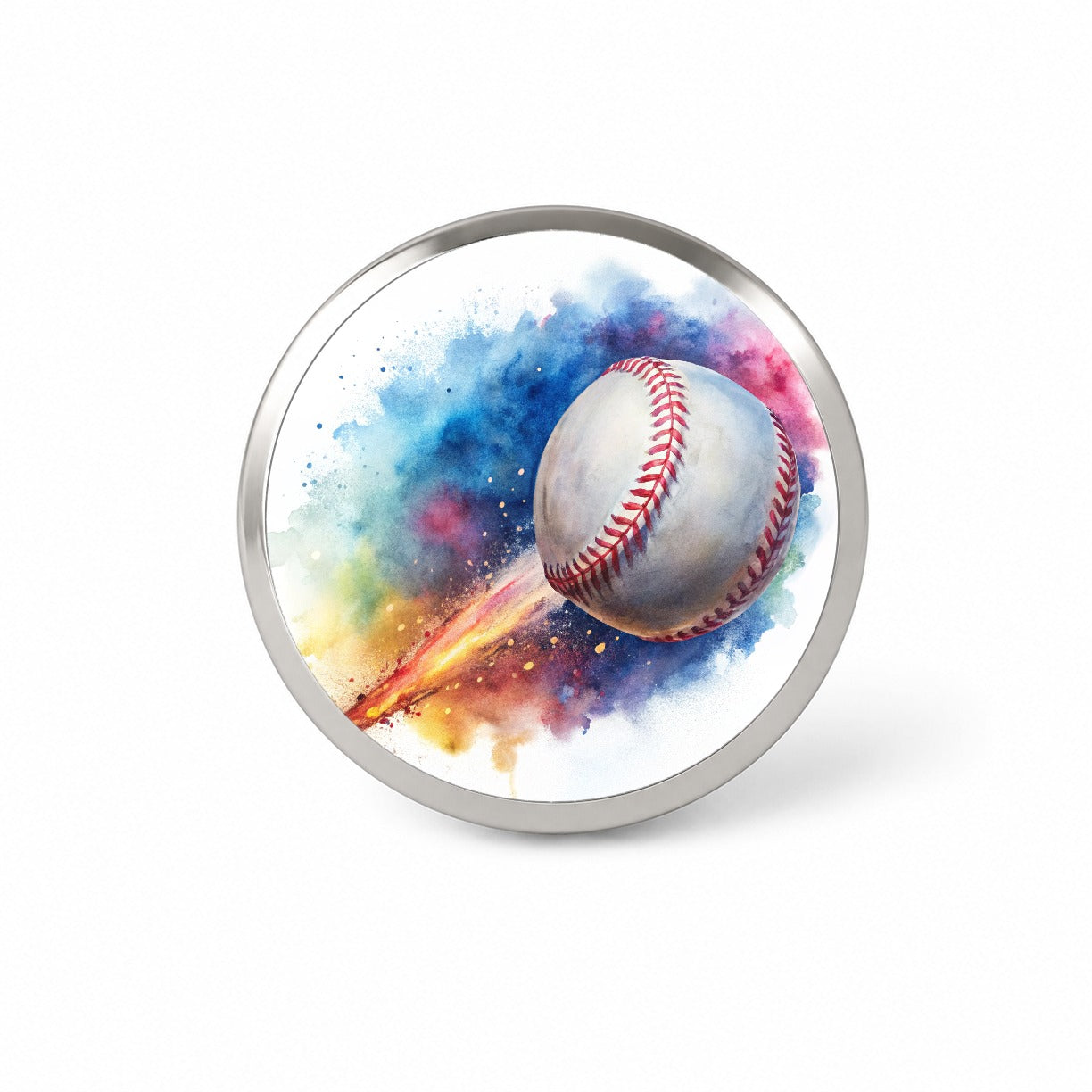 Baseball Rocketing Through The Air Watercolor Novelty Hat Backpack Lapel Pin