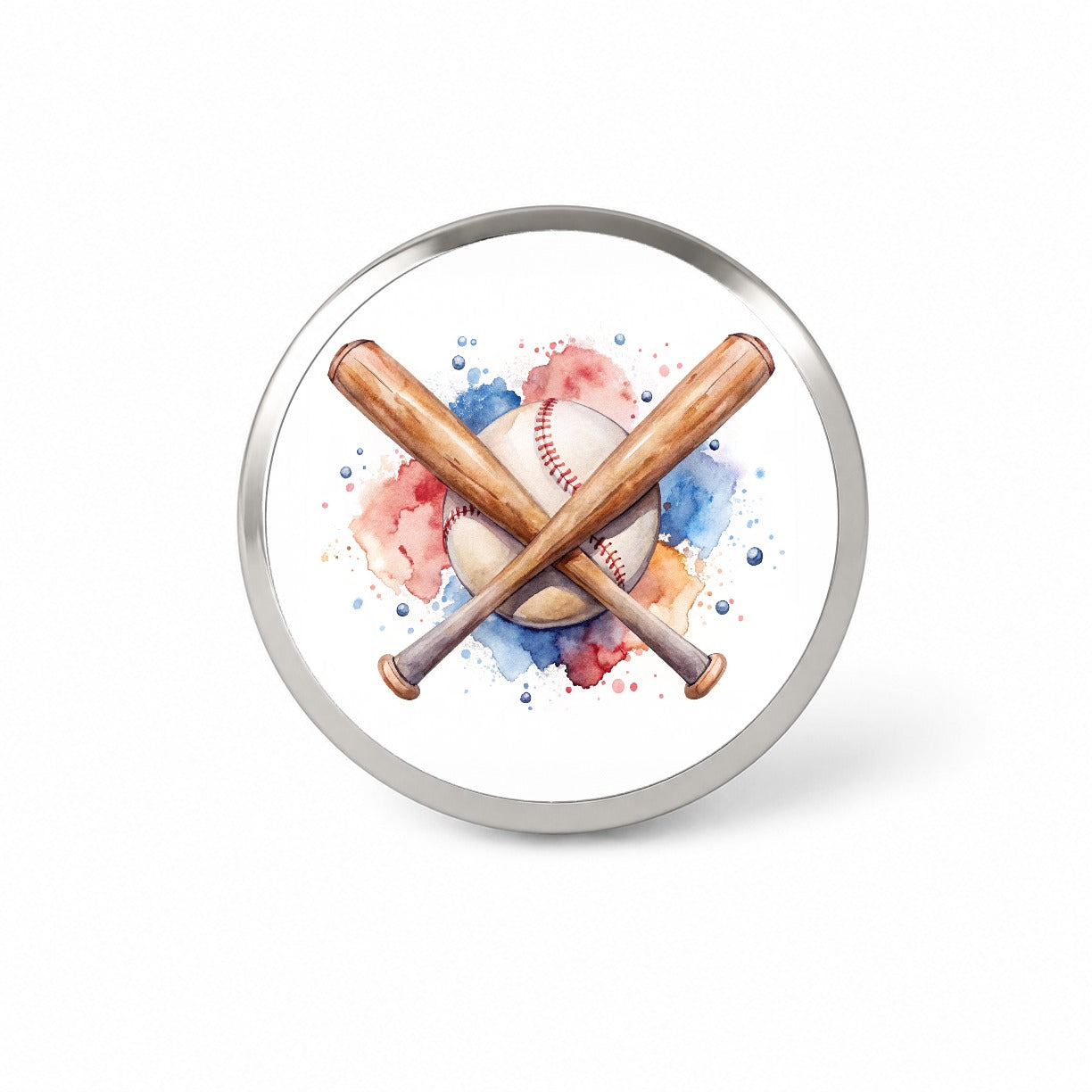 Crossed Baseball Bats And Balls Watercolor Novelty Hat Backpack Lapel Pin
