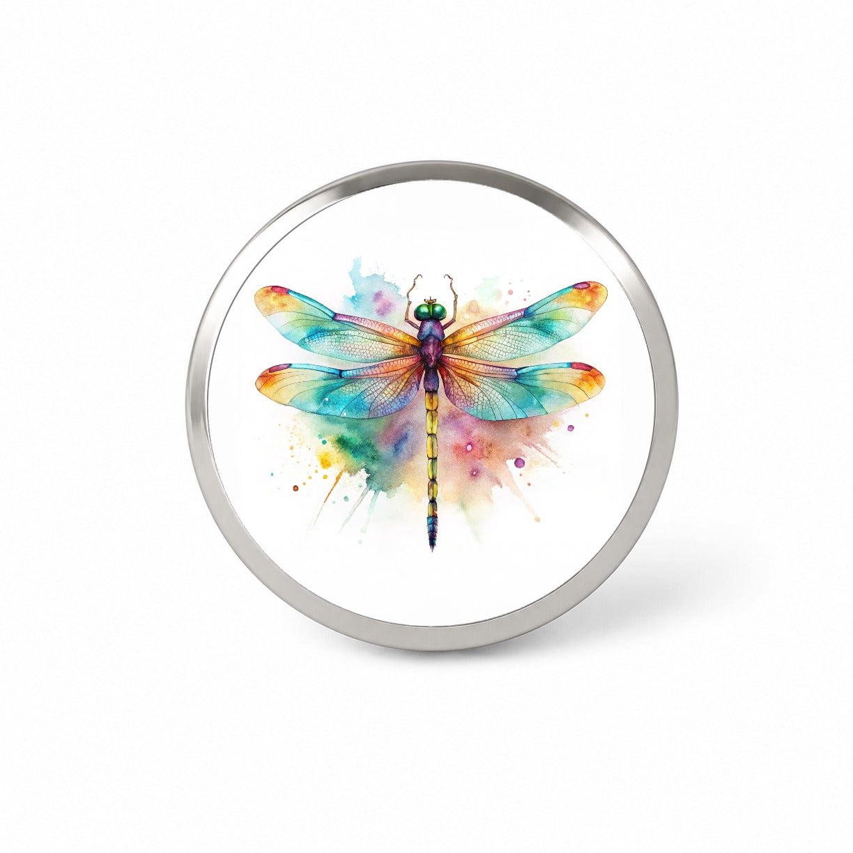 Dragonfly Colorful Background Watercolor Novelty Hat Backpack Lapel Pin