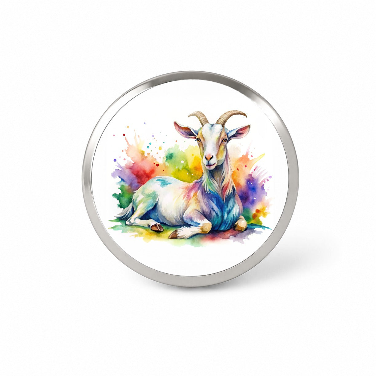Fainting Goat Rainbow Colorful Watercolor Novelty Hat Backpack Lapel Pin