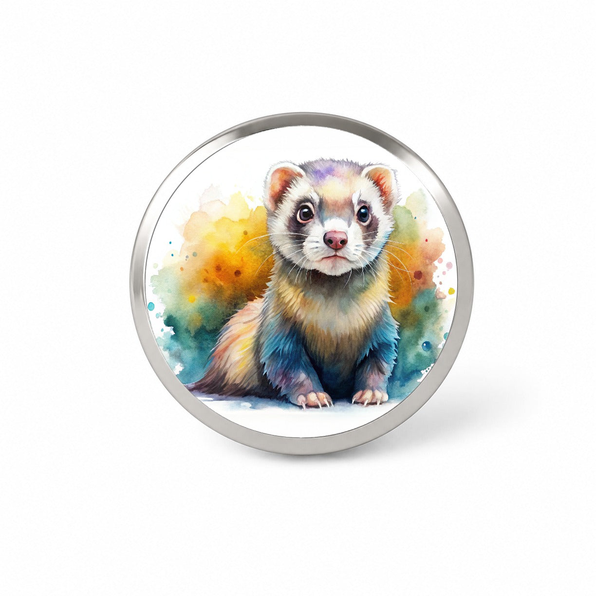Ferret Colorful Watercolor Novelty Hat Backpack Lapel Pin
