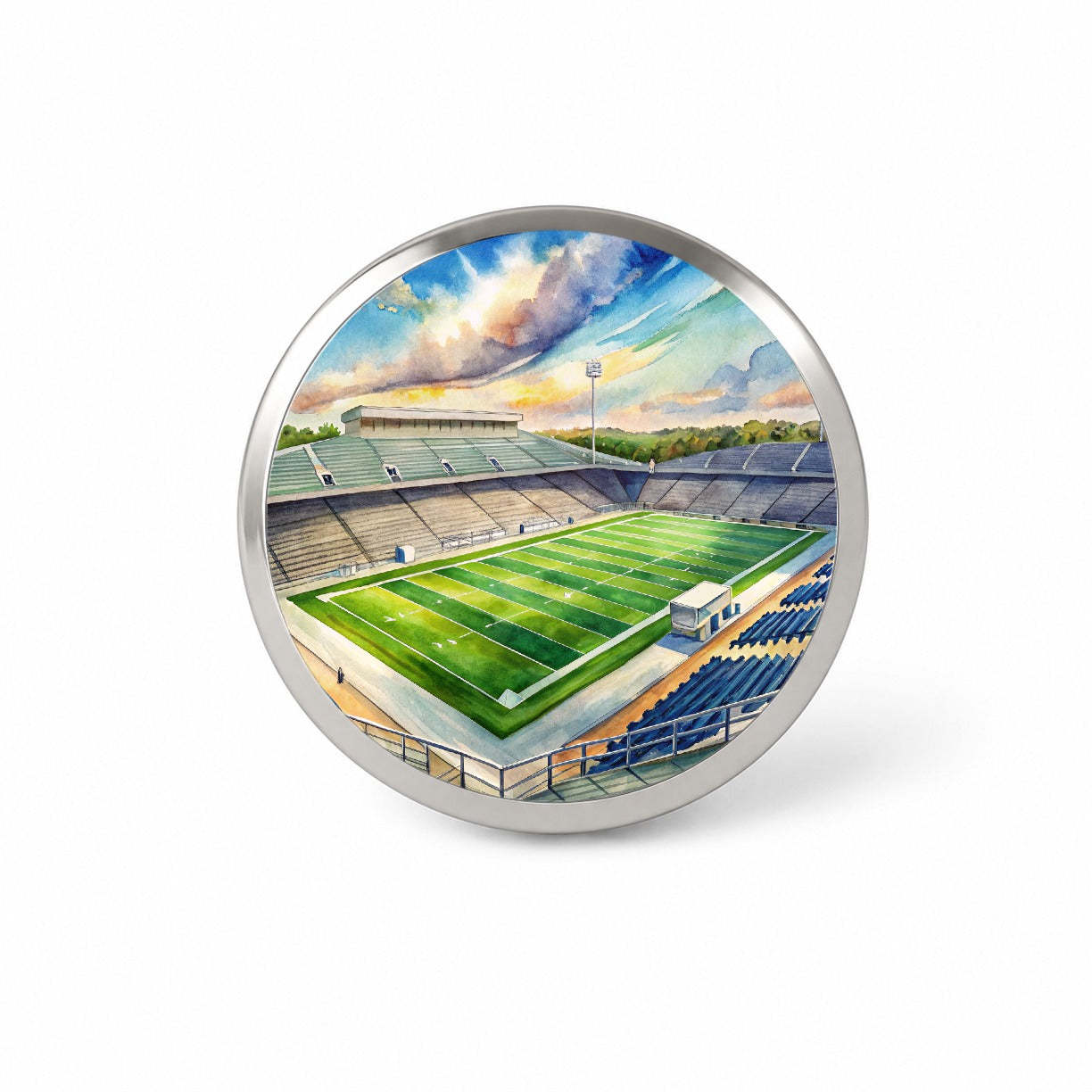 Football Game Field As Seen From Stadium Stands Watercolor Novelty Hat Backpack Lapel Pin