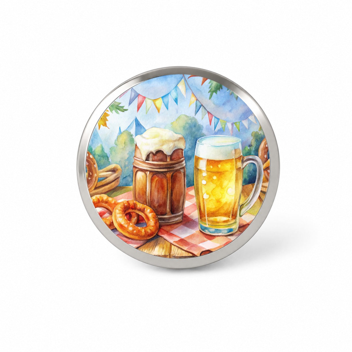 German Oktoberfest Beer Pretzel Watercolor Novelty Hat Backpack Lapel Pin
