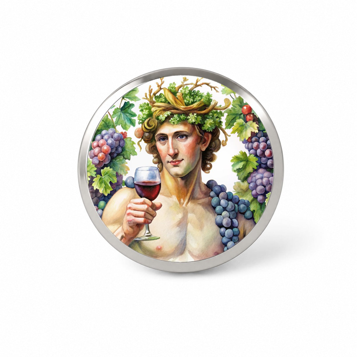 Greek God Bacchus With Wine And Grapes Novelty Hat Backpack Lapel Pin