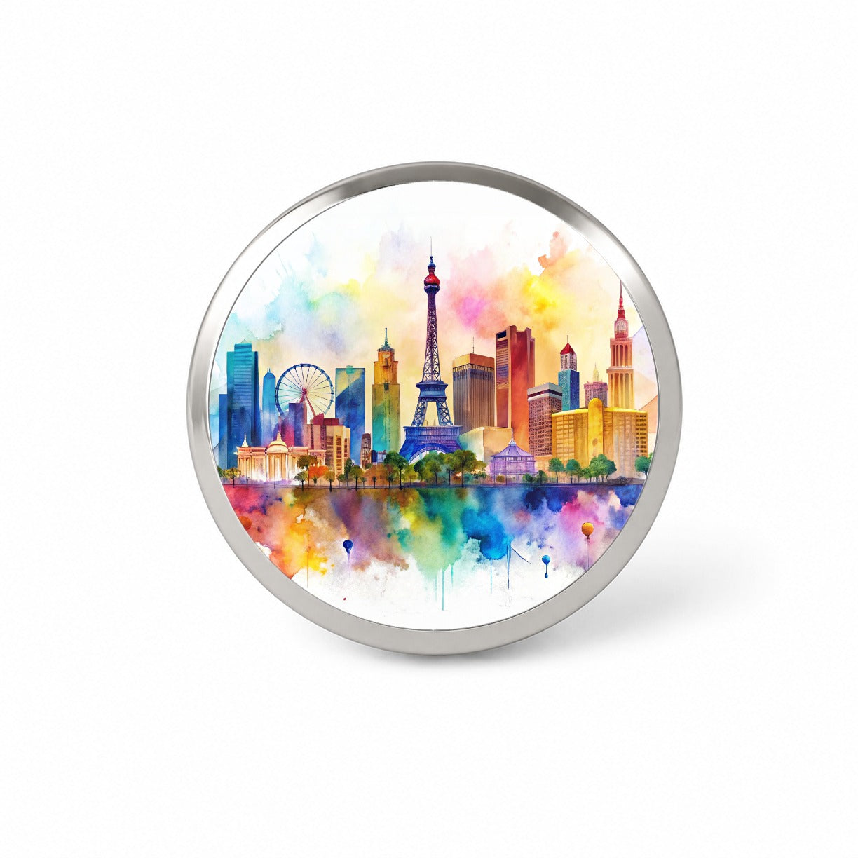 Las Vegas Nevada Watercolor Novelty Hat Backpack Lapel Pin