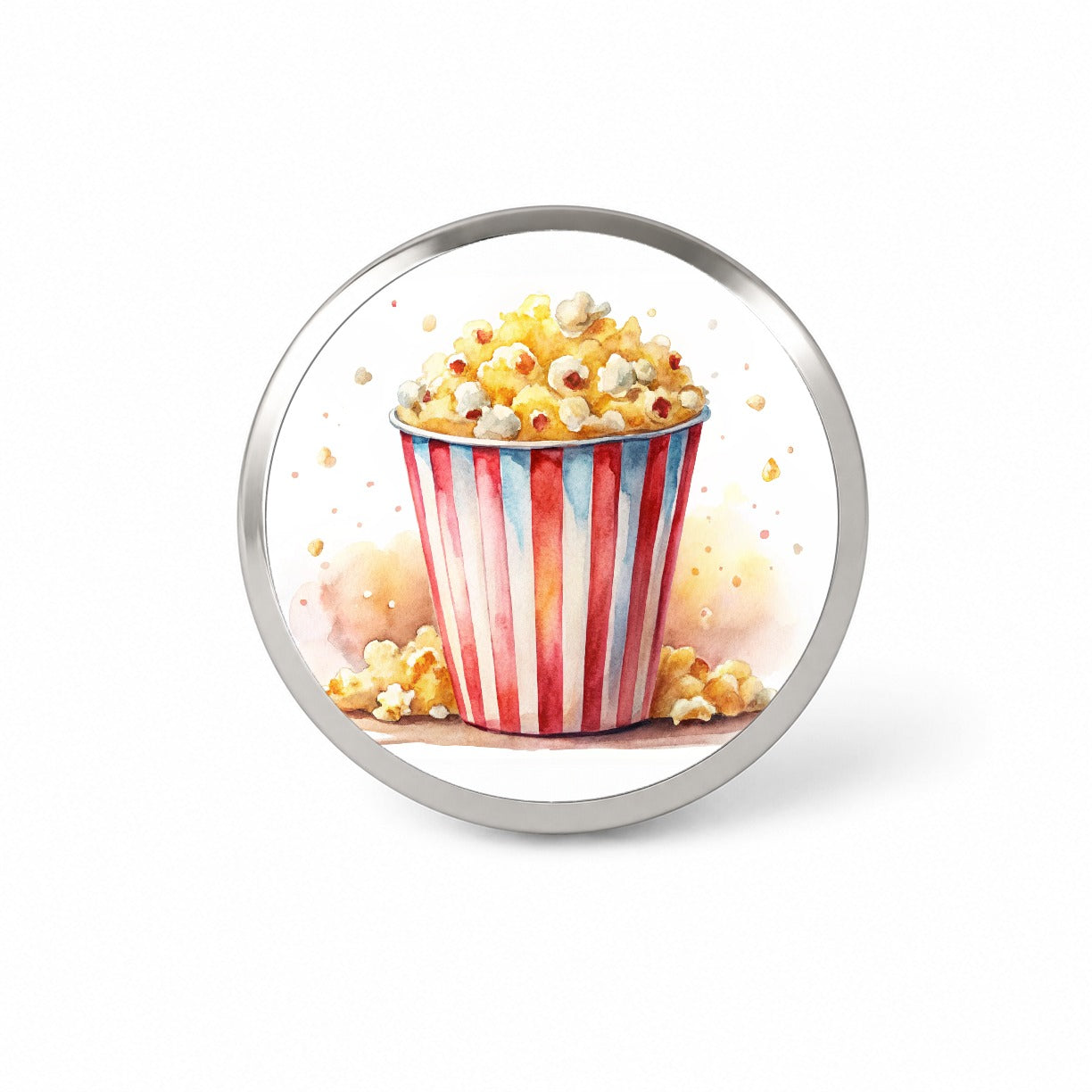Movie Theater Popcorn Bucket Watercolor Novelty Hat Backpack Lapel Pin
