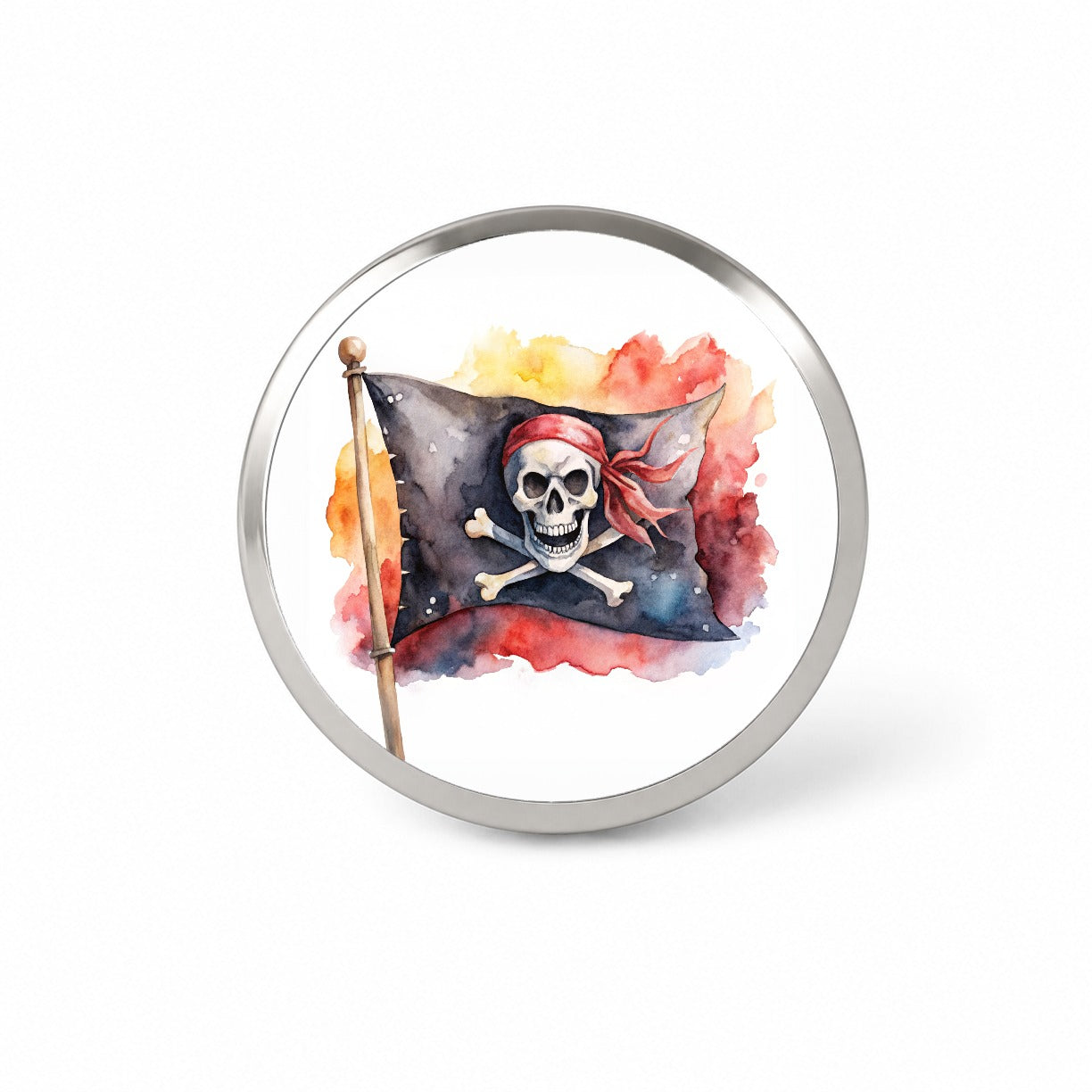 Pirate Jolly Roger Skull Crossbones Flag Watercolor Novelty Hat Backpack Lapel Pin