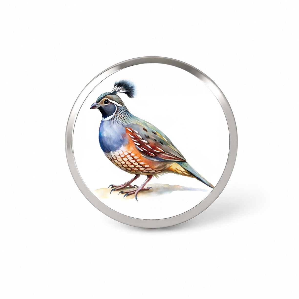 Quail Watercolor Novelty Hat Backpack Lapel Pin