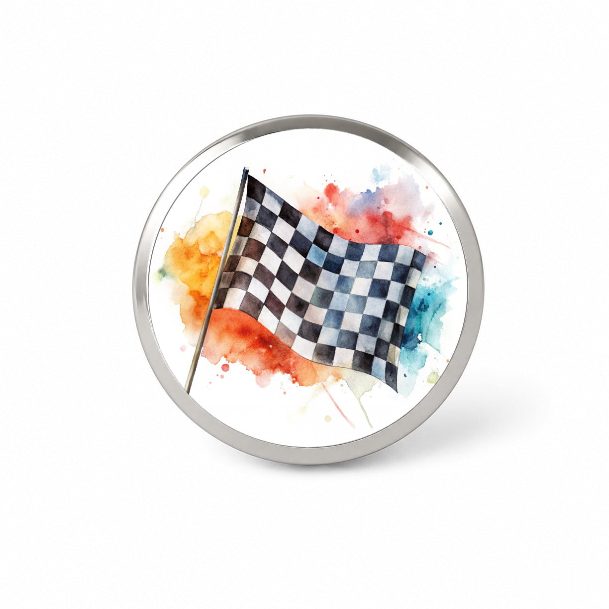 Racing Checkered Flag Watercolor Novelty Hat Backpack Lapel Pin
