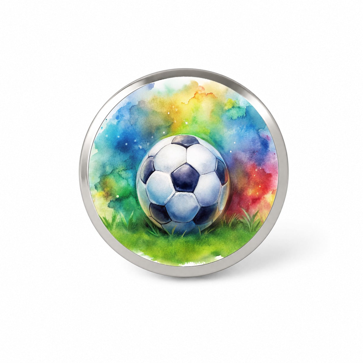 Soccer Ball On Field Watercolor Novelty Hat Backpack Lapel Pin