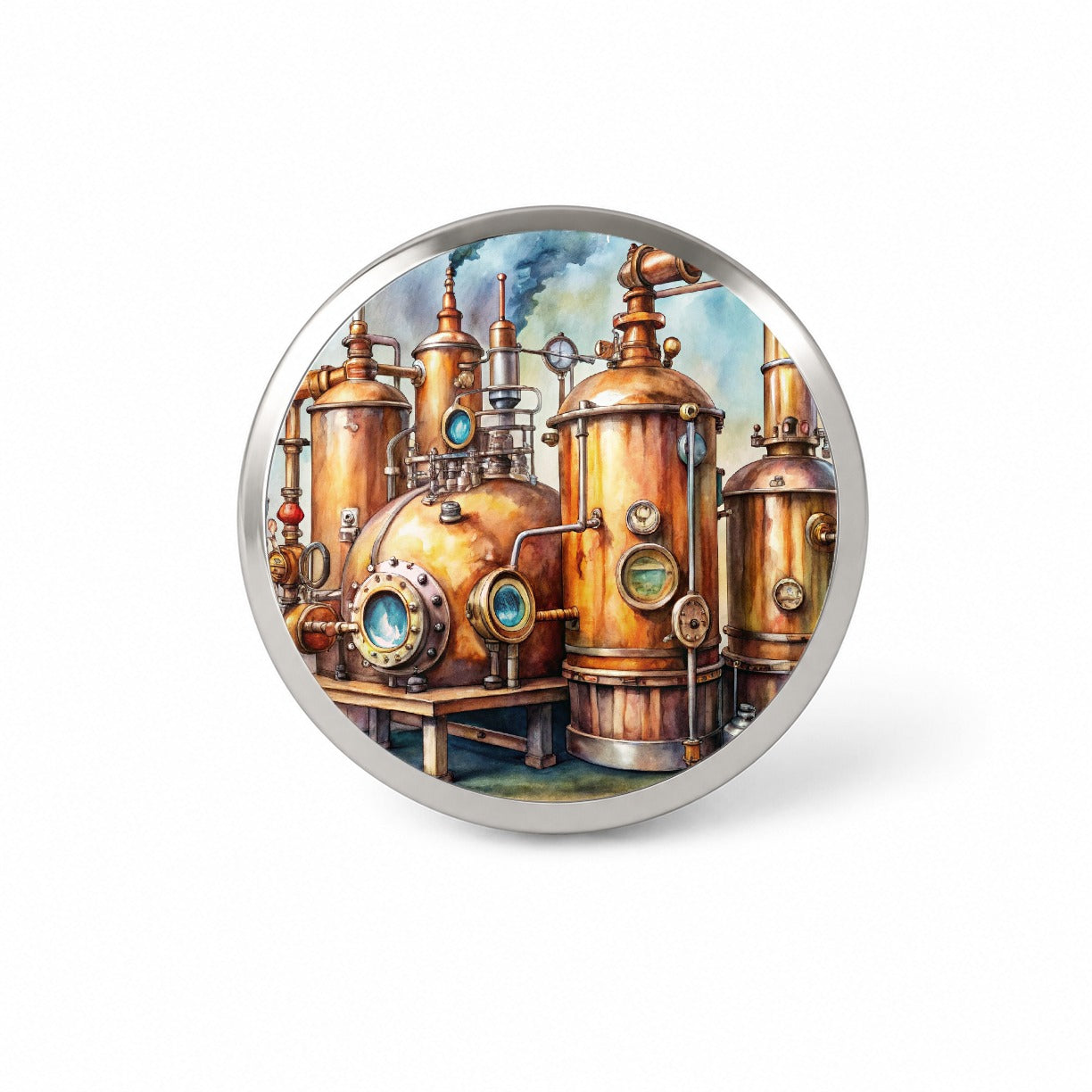 Steampunk Beer Alcohol Still Pipes And Gauges Novelty Hat Backpack Lapel Pin