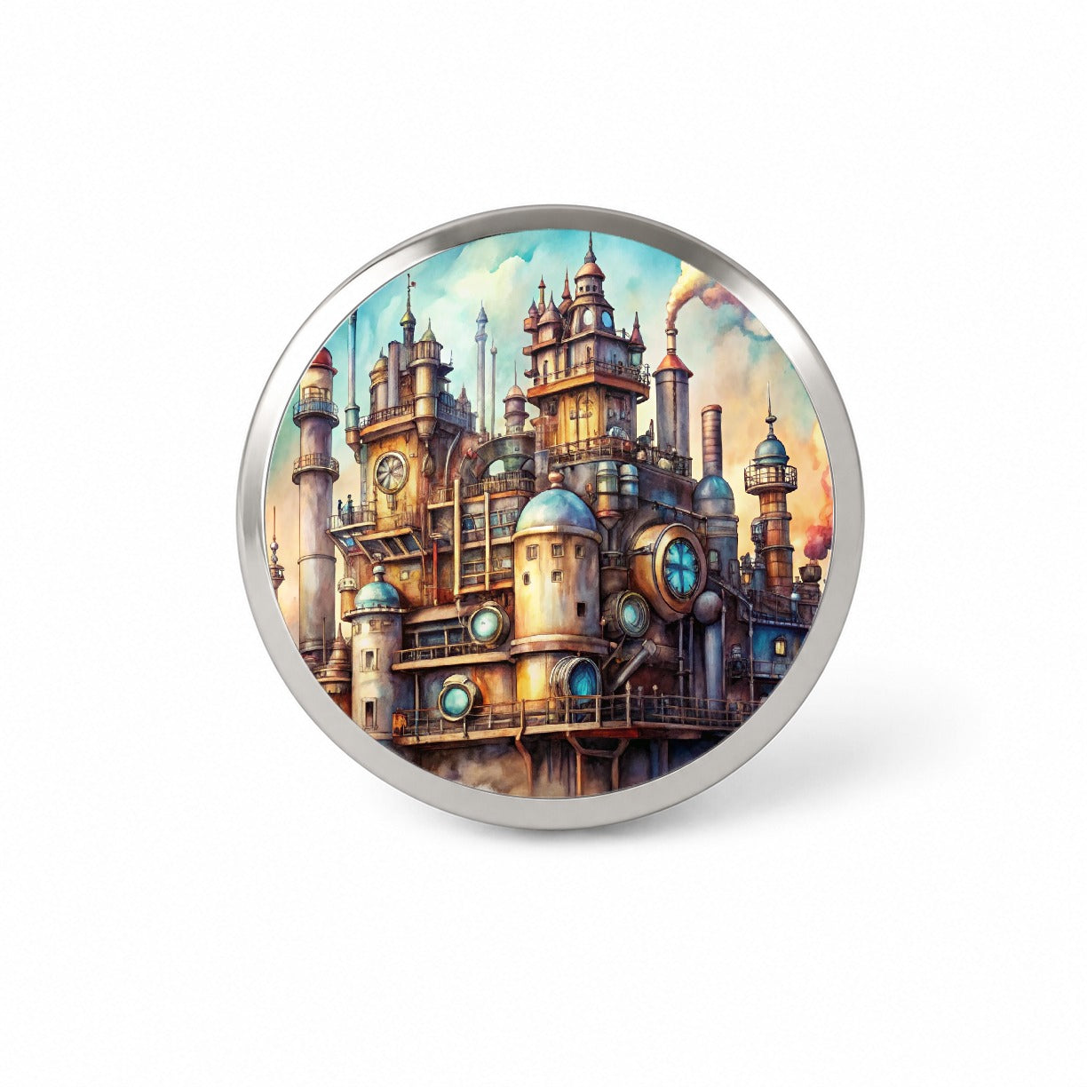 Steampunk Castle City Fantasy Sci-fi Novelty Hat Backpack Lapel Pin