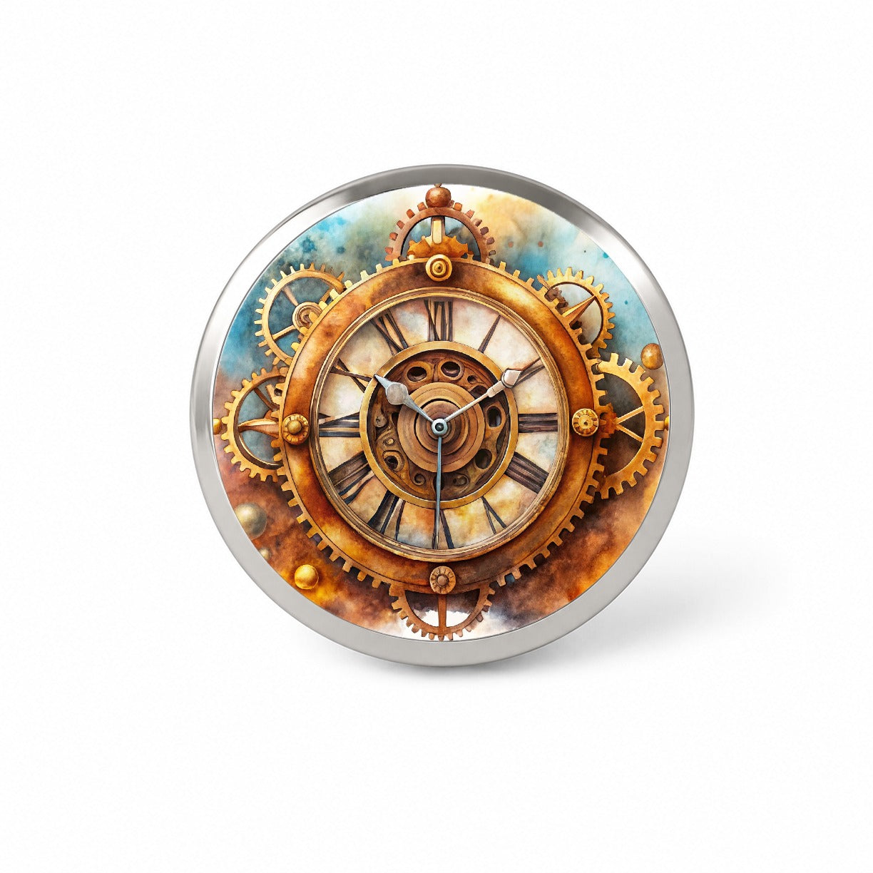 Steampunk Clock Fantasy Sci-fi Watercolor Novelty Hat Backpack Lapel Pin