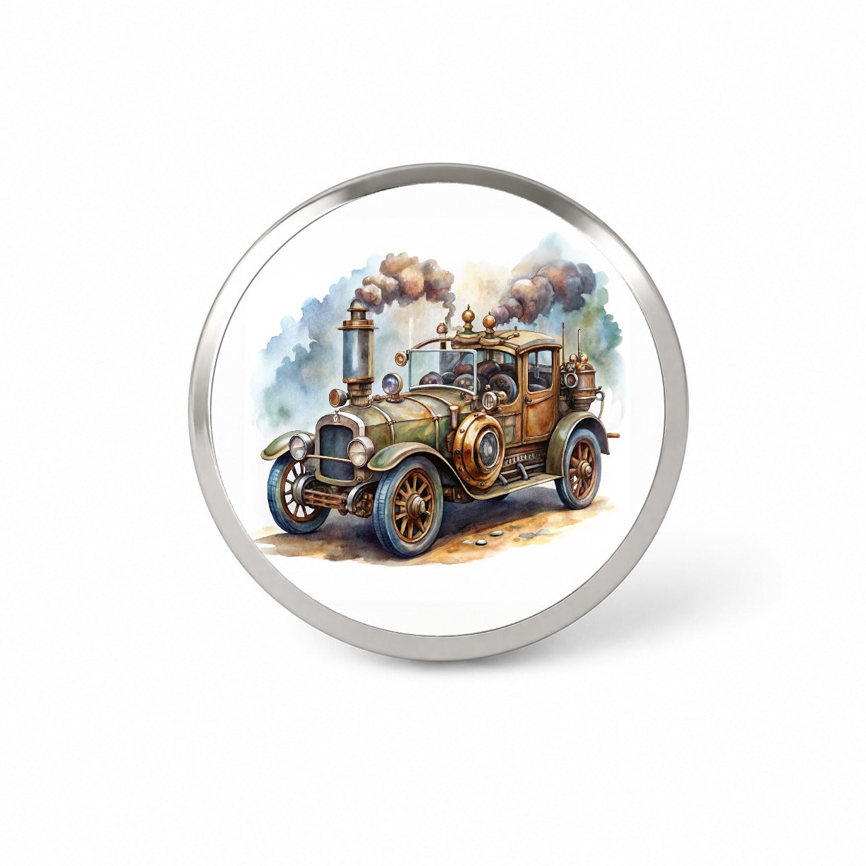 Steampunk Retro Fantasy Sci-fi Car Watercolor Novelty Hat Backpack Lapel Pin
