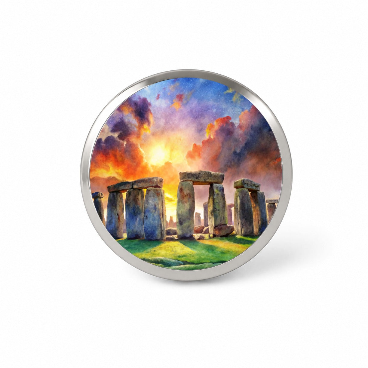 Stonehenge England At Dusk Watercolor Novelty Hat Backpack Lapel Pin