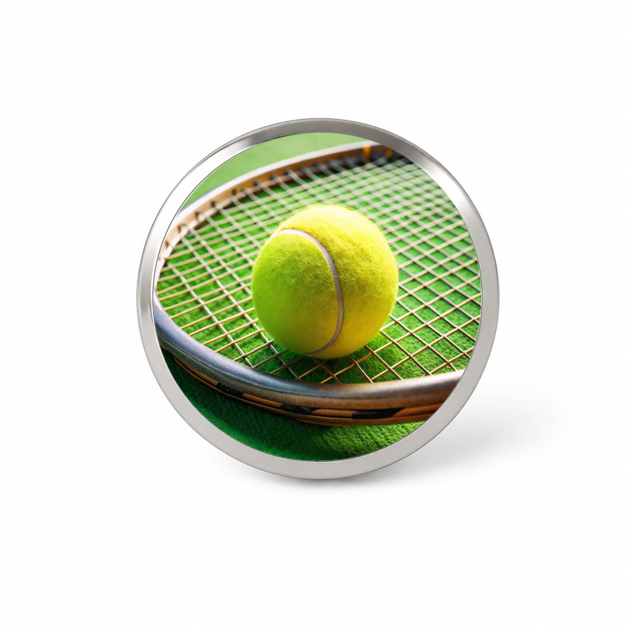 Tennis Racquet and Ball Close-up Novelty Hat Backpack Lapel Pin