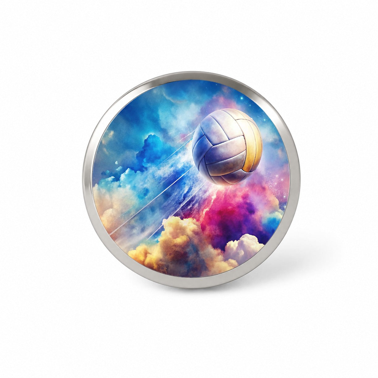 Volleyball Ball Rocketing Through The Sky Watercolor Novelty Hat Backpack Lapel Pin