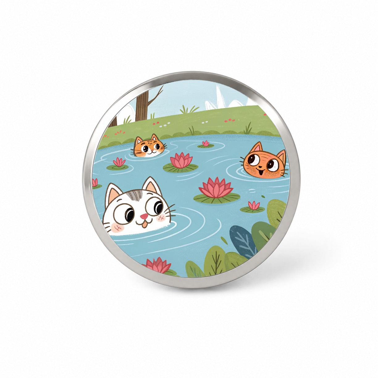 Cats Swimming In Pond Cute Novelty Hat Backpack Lapel Pin