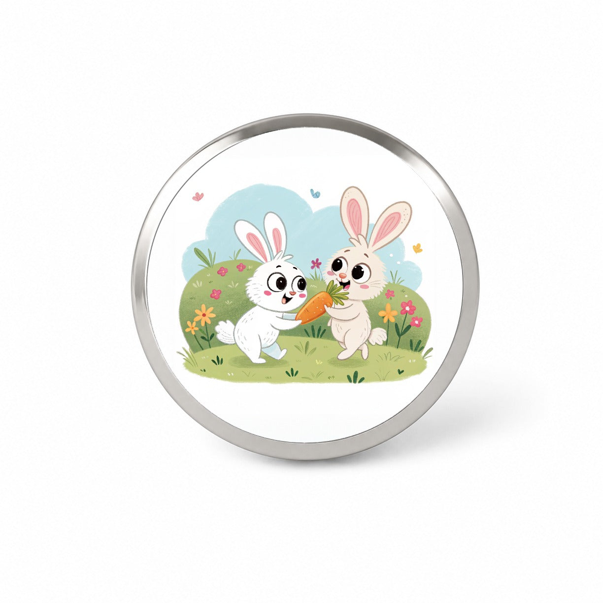 Cute Rabbits Bunnies Easter Novelty Hat Backpack Lapel Pin