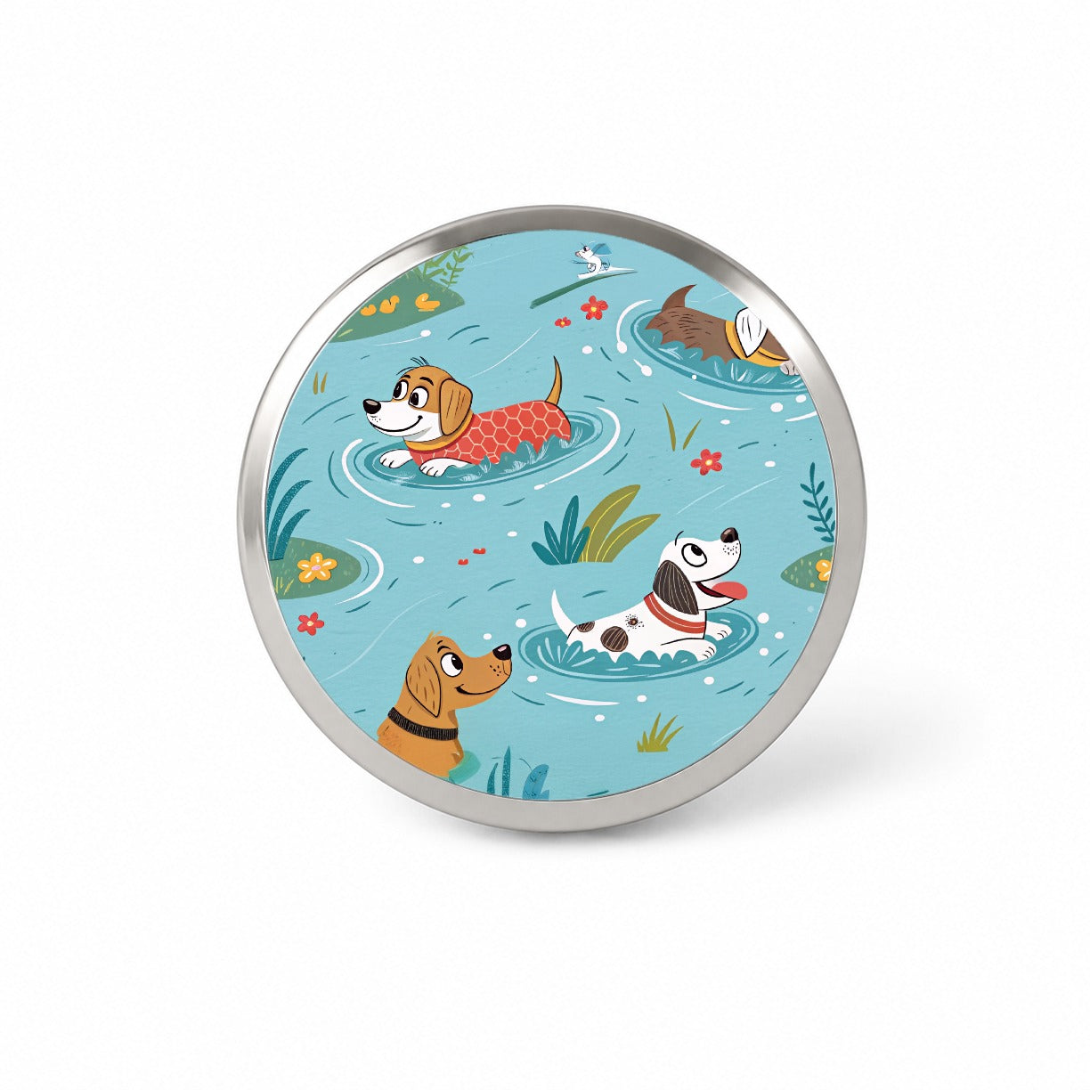 Dogs Swimming Playing In Pond Novelty Hat Backpack Lapel Pin