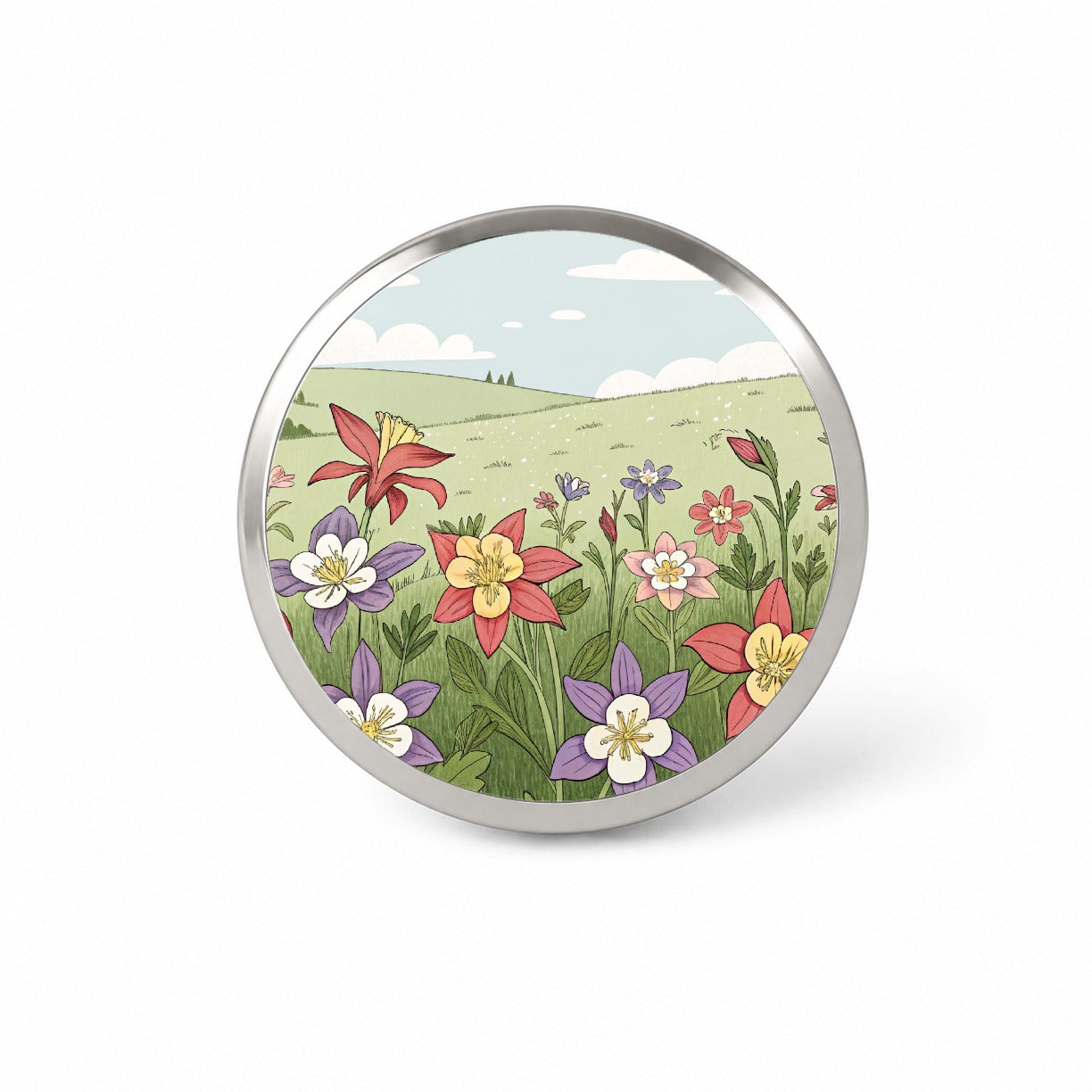Field Of Columbine Flowers Novelty Hat Backpack Lapel Pin