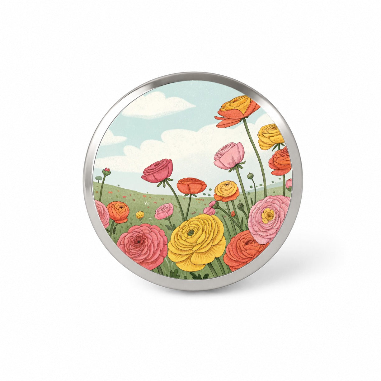 Field Of Ranunculus Flowers Novelty Hat Backpack Lapel Pin