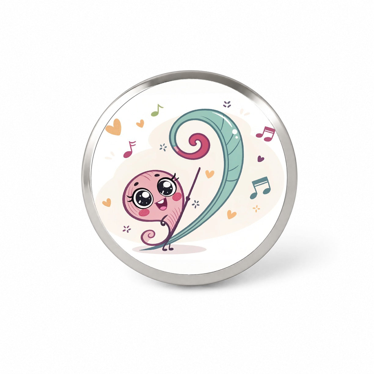 Kawaii Bass Clef Music Novelty Hat Backpack Lapel Pin