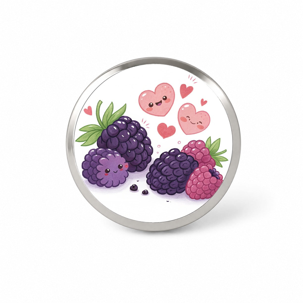 Kawaii Blackberries And Hearts Novelty Hat Backpack Lapel Pin