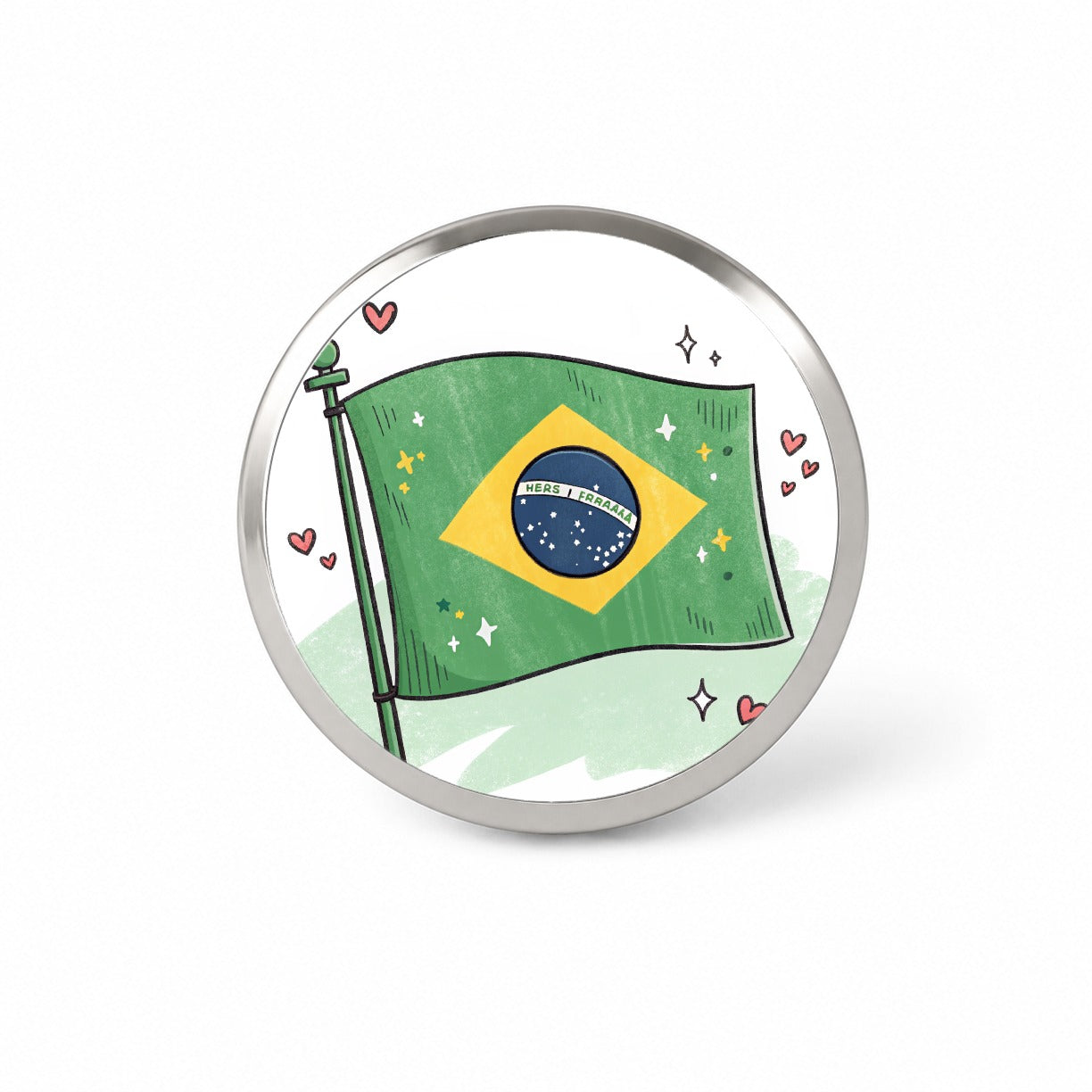Kawaii Brazil Flag Novelty Hat Backpack Lapel Pin