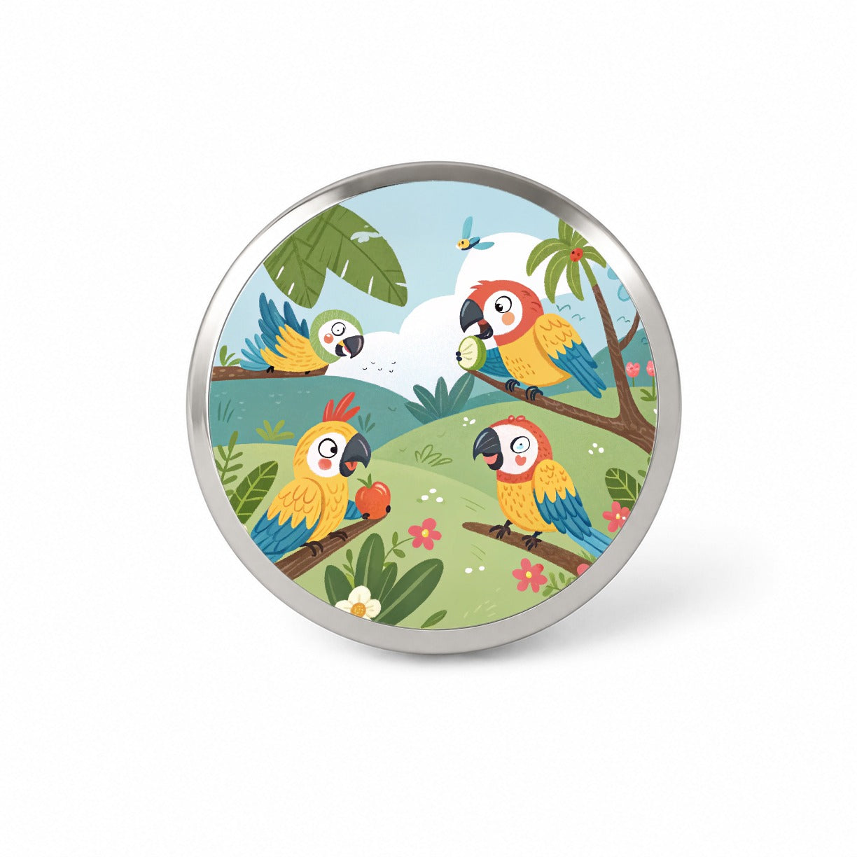 Kawaii Macaw Parrots Novelty Hat Backpack Lapel Pin