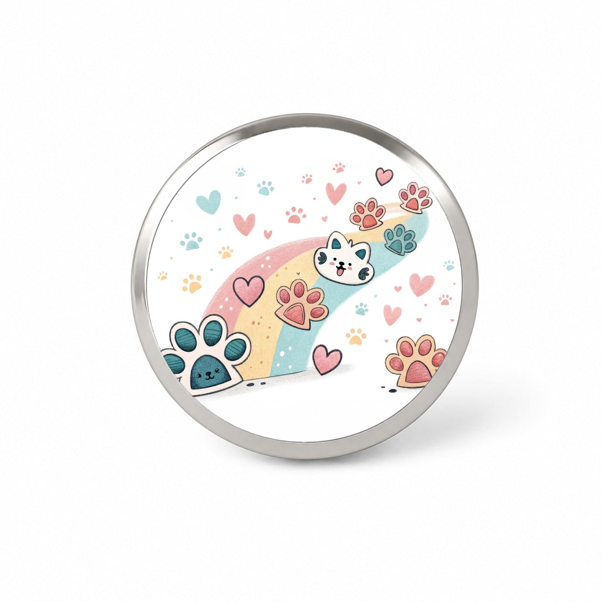 Kawaii Paw Prints And Hearts Sty Novelty Hat Backpack Lapel Pin