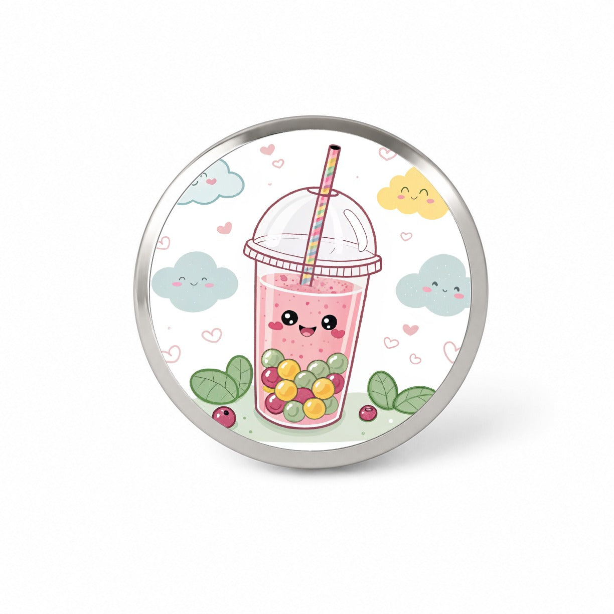 Kawaii Pink Boba Bubble Tea Novelty Hat Backpack Lapel Pin