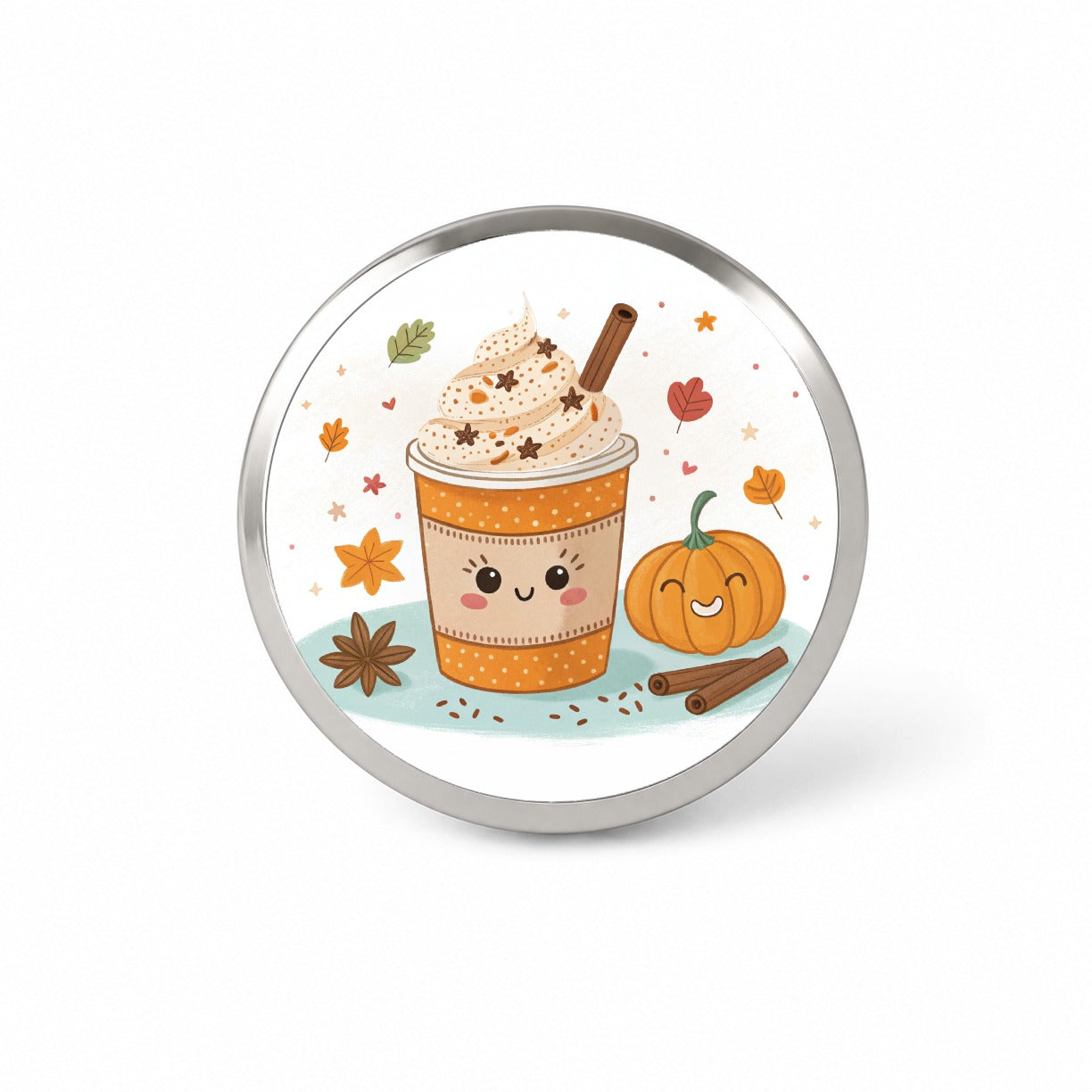 Kawaii Pumpkin Spice Latte Coffee Novelty Hat Backpack Lapel Pin