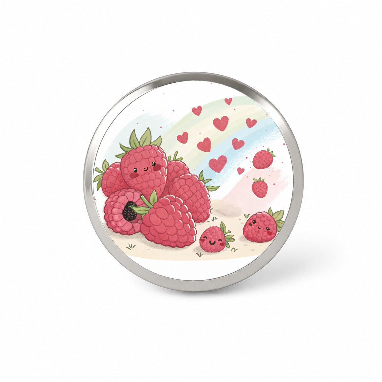 Kawaii Raspberries And Hearts Novelty Hat Backpack Lapel Pin