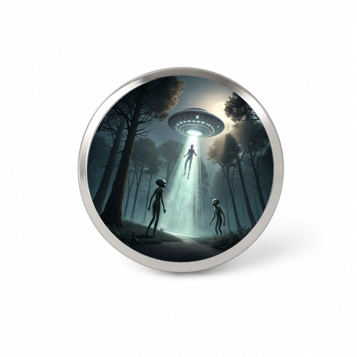 Alien Abduction in the Woods Sci-fi Novelty Hat Backpack Lapel Pin