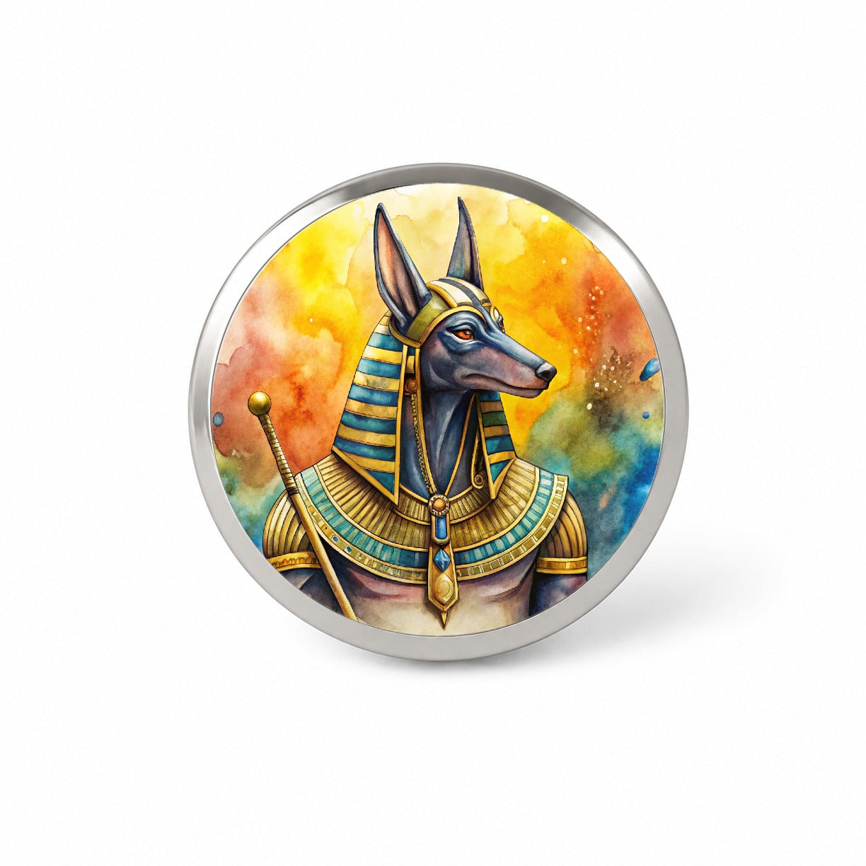 Ancient Egyptian God Anubis Watercolor Novelty Hat Backpack Lapel Pin
