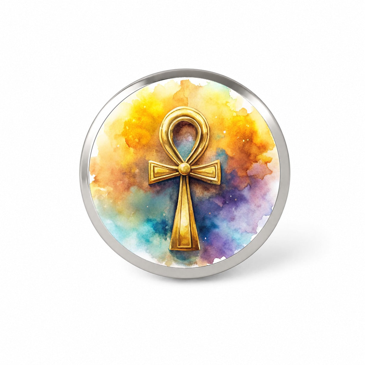 Ancient Egyptian Gold Ankh Watercolor Novelty Hat Backpack Lapel Pin