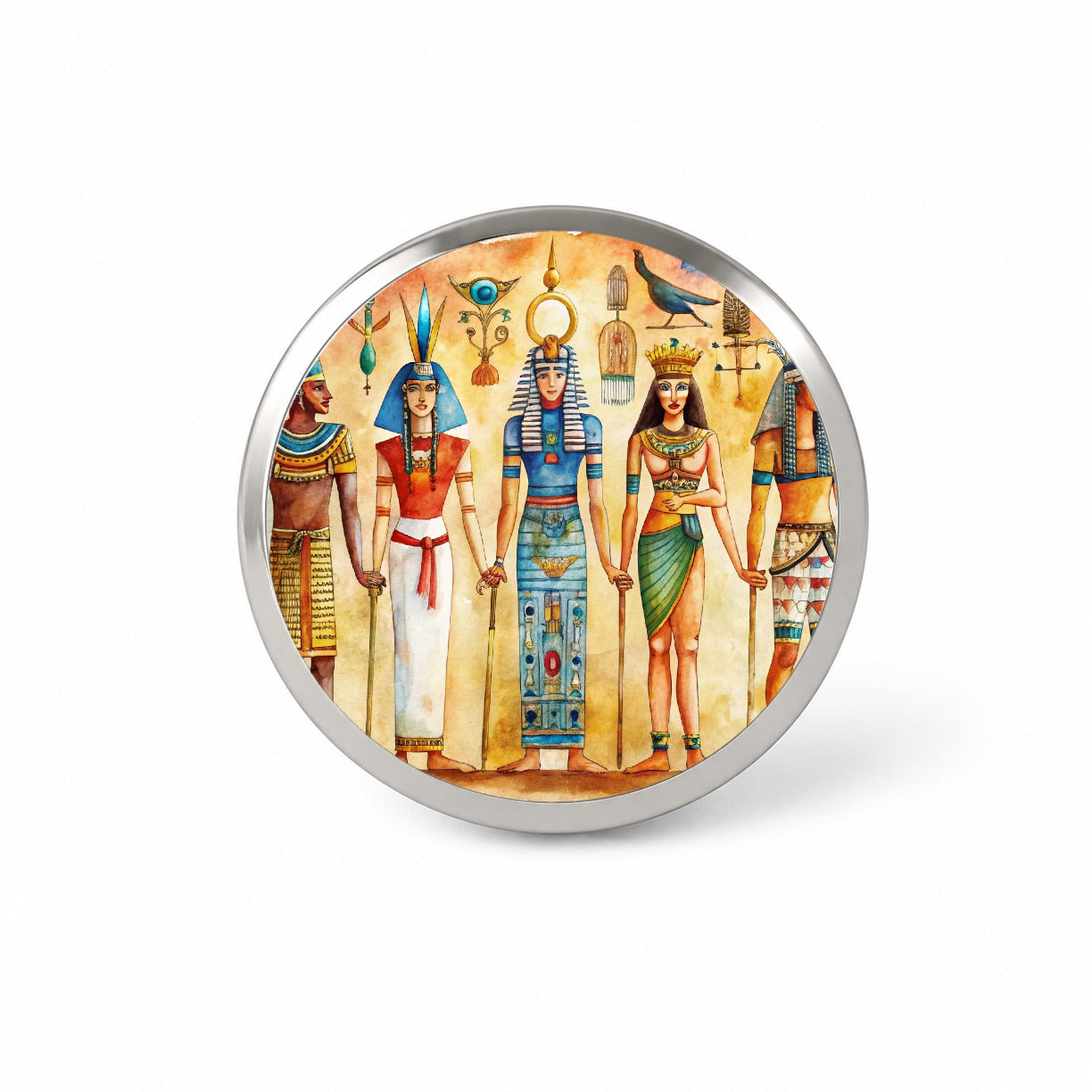 Ancient Egyptian Hieroglyphics Pharaohs Gods Watercolor Novelty Hat Backpack Lapel Pin
