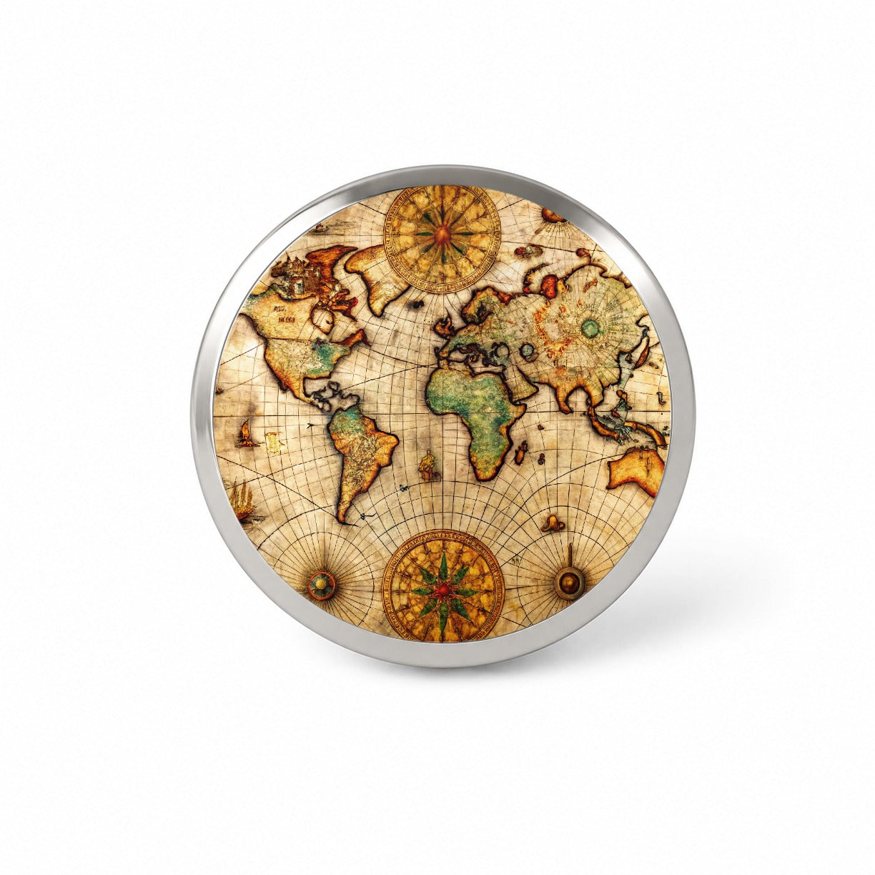 Ancient Maritime Nautical World Map Novelty Hat Backpack Lapel Pin