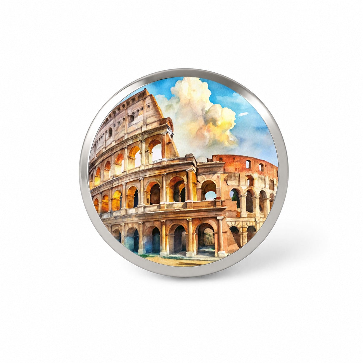 Ancient Rome Coliseum Watercolor Novelty Hat Backpack Lapel Pin
