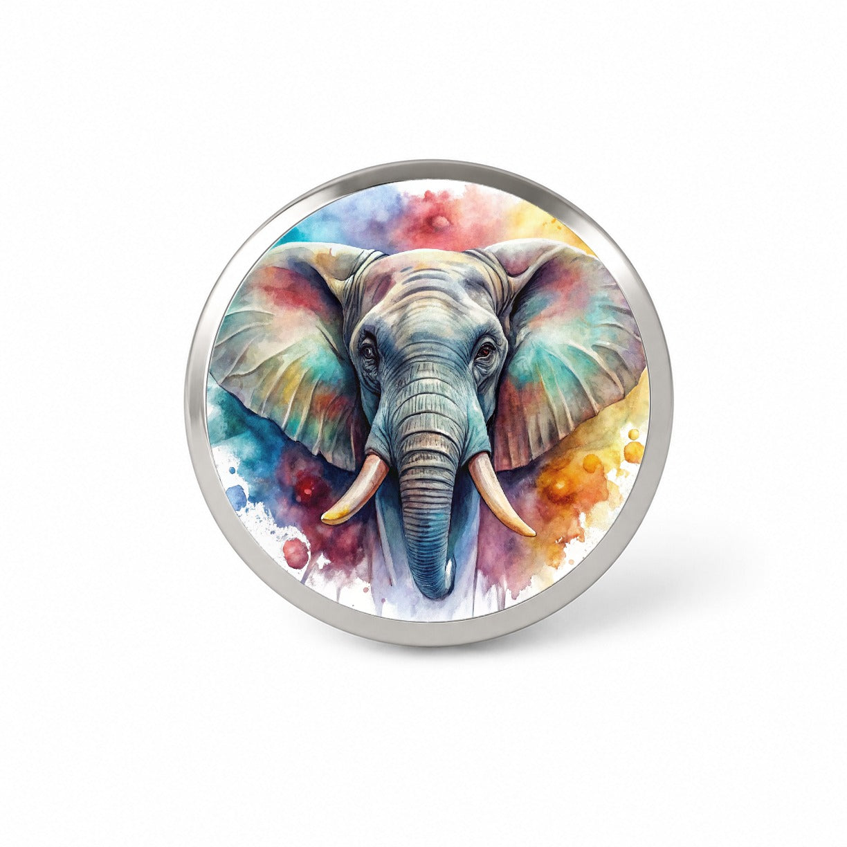 Angry Elephant Colorful Watercolor Novelty Hat Backpack Lapel Pin