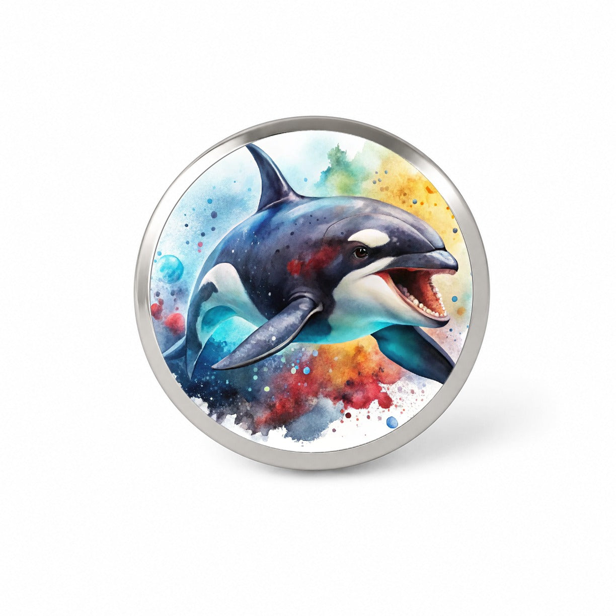 Angry Orca Killer Whale Watercolor Novelty Hat Backpack Lapel Pin