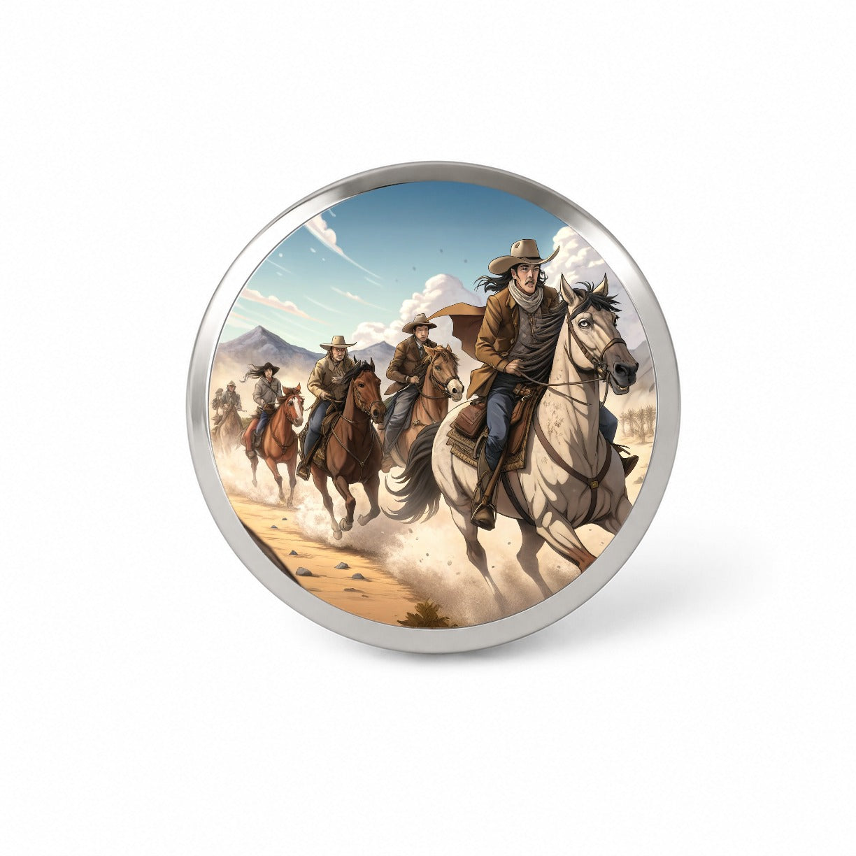 Bandits Riding Hard Old West Cowboys Western Novelty Hat Backpack Lapel Pin