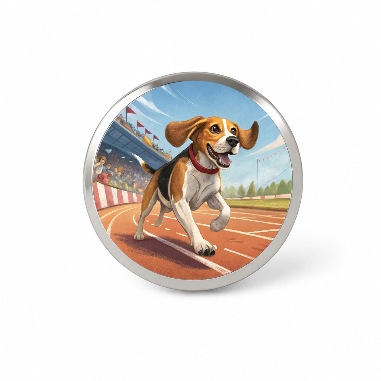 Beagle Dog Racing Novelty Hat Backpack Lapel Pin