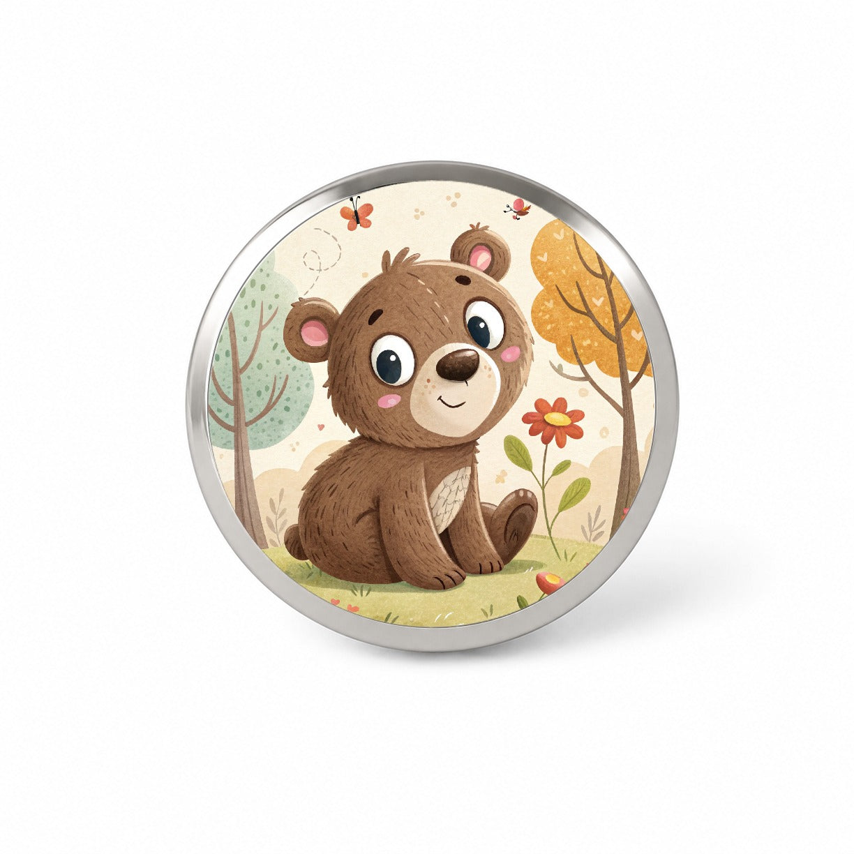 Bear Children's Illustration Style Novelty Hat Backpack Lapel Pin